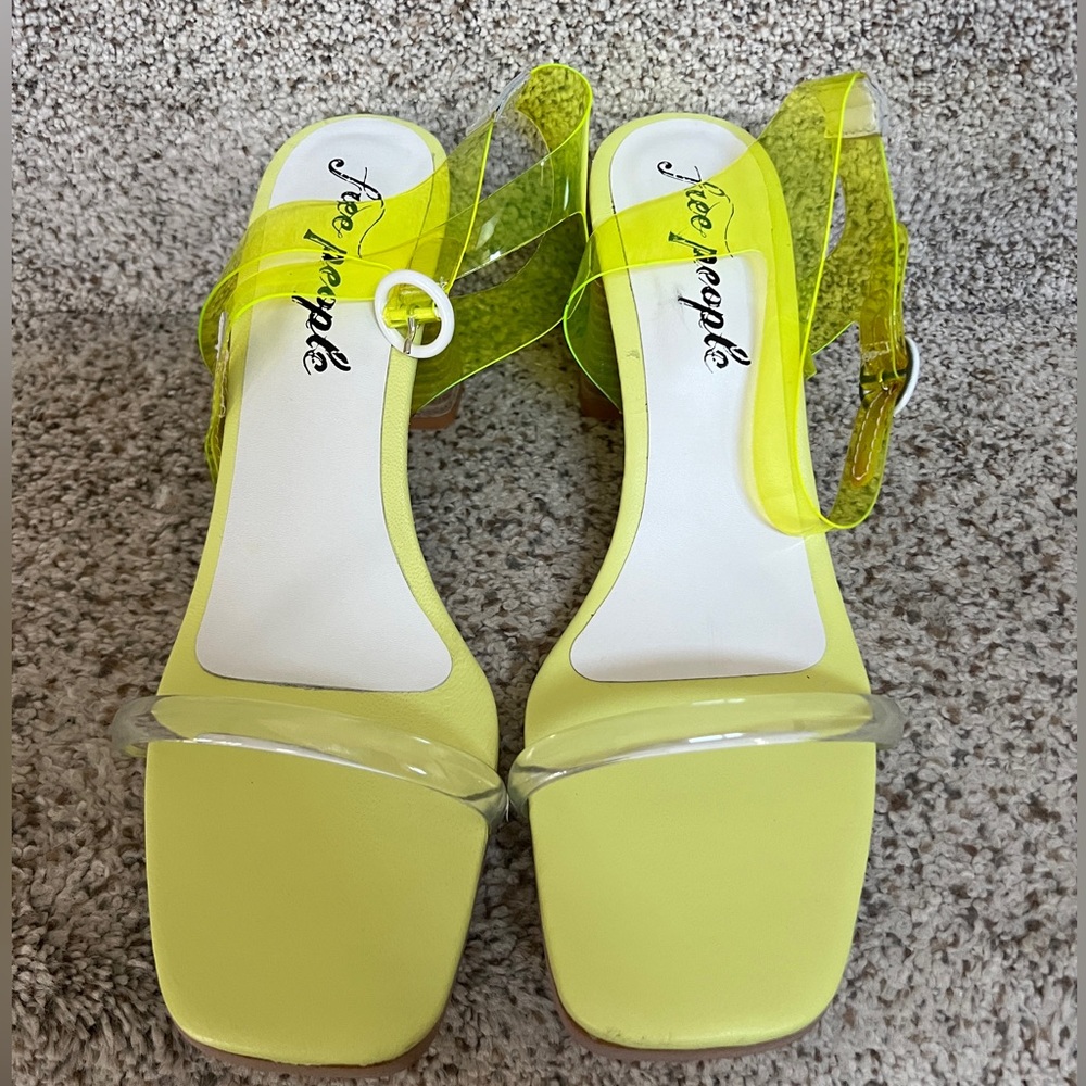 Free People Neon Yellow Natal Heel Sandals
